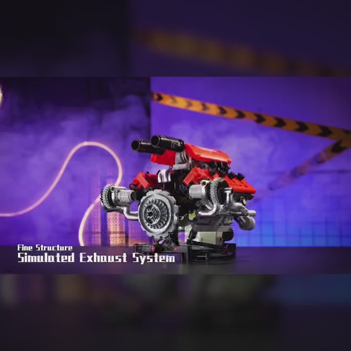 Twin Turbo V8 engine building block kit demo video