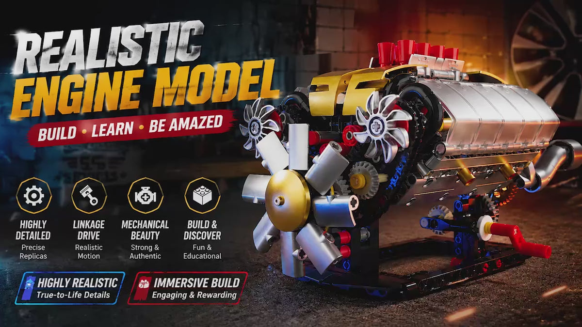 Gold V8 Engine building block kit demo video